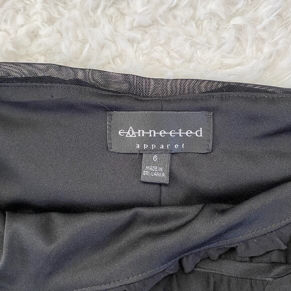 Connected Apparel Short Cap Sleeve Black Mini Dress Tiered Ruffles Size 6 - Picture 5 of 6